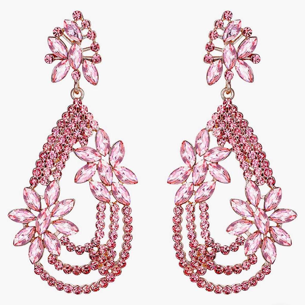 Light Rose Pink Crystal Earrings
